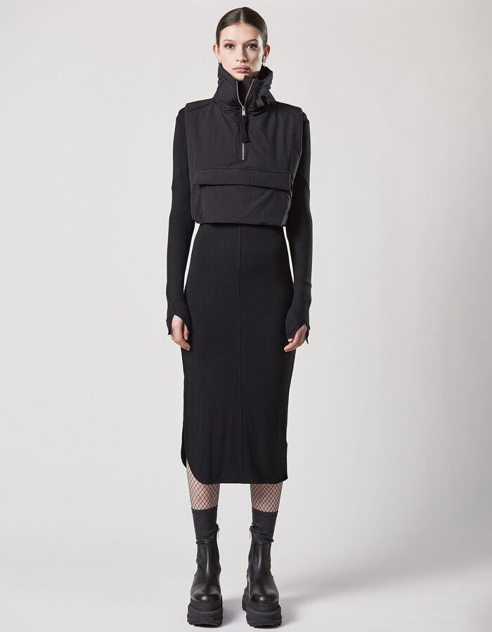 THOM KROM STRETCH VISCOSE RIBBED HIGH NECK DRESS