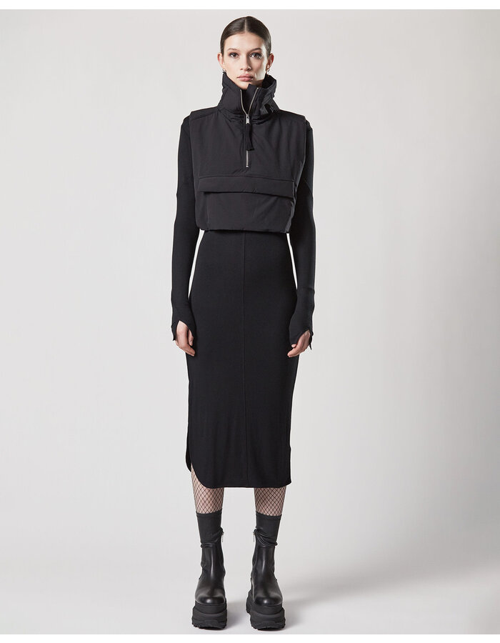 THOM KROM STRETCH VISCOSE RIBBED HIGH NECK DRESS