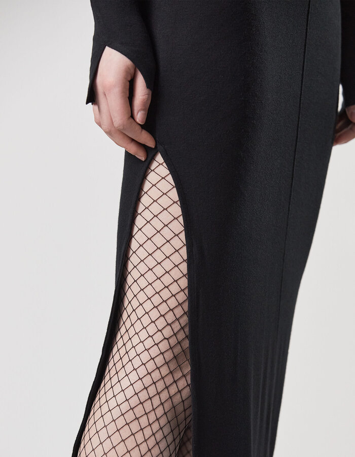 THOM KROM STRETCH VISCOSE RIBBED HIGH NECK DRESS
