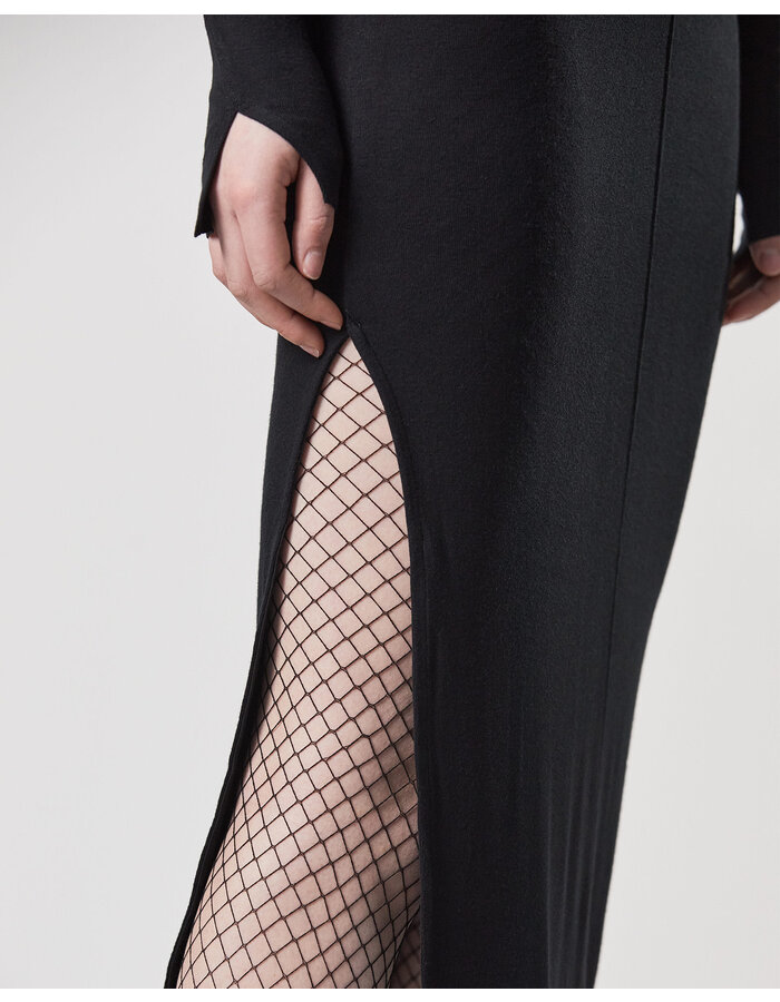 THOM KROM STRETCH VISCOSE RIBBED HIGH NECK DRESS