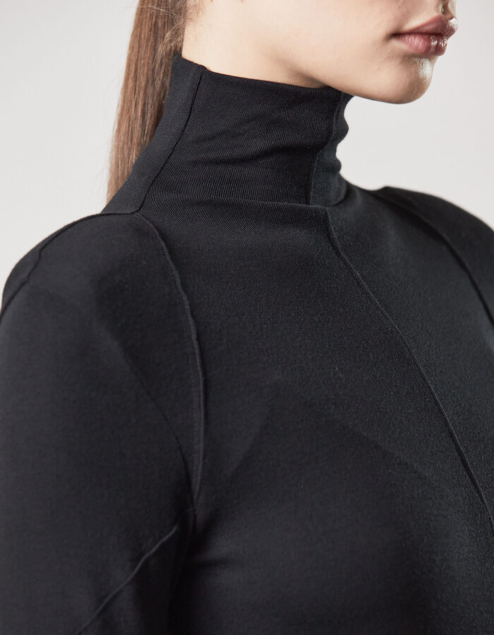 THOM KROM STRETCH VISCOSE RIBBED HIGH NECK DRESS