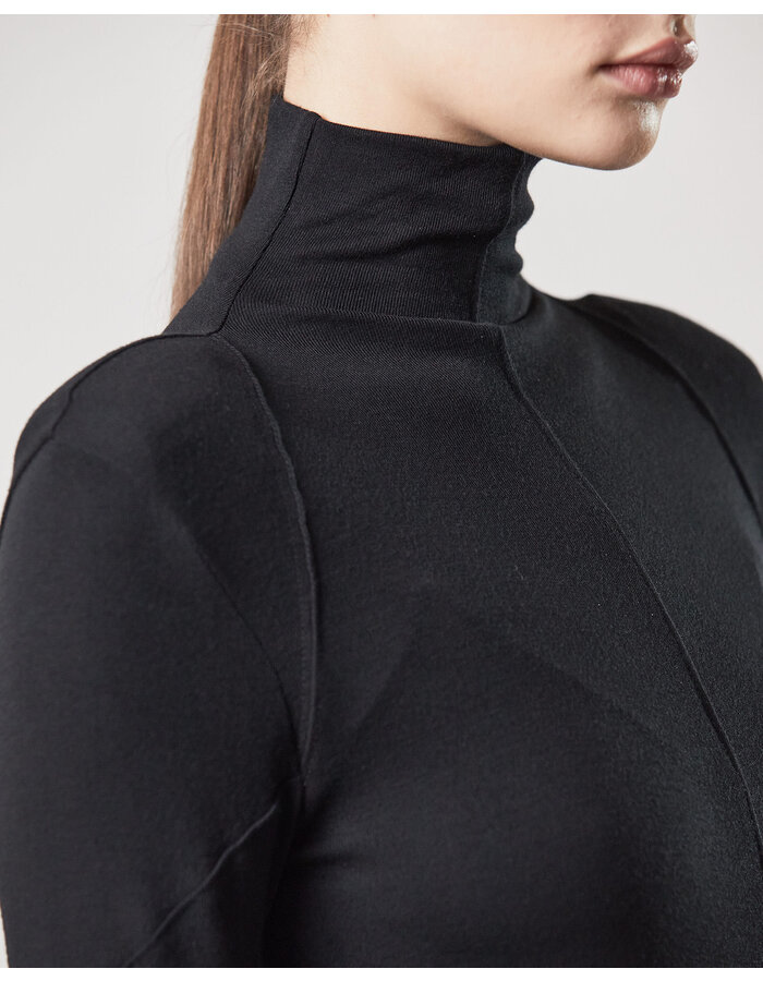 THOM KROM STRETCH VISCOSE RIBBED HIGH NECK DRESS