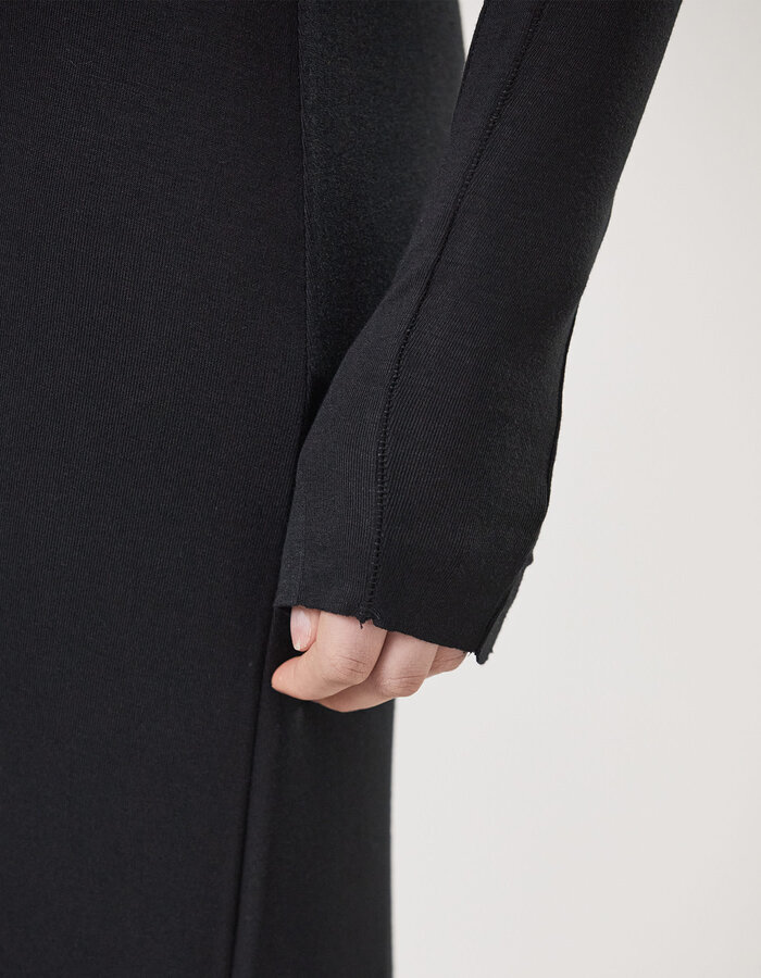 THOM KROM STRETCH VISCOSE RIBBED HOODED DRESS