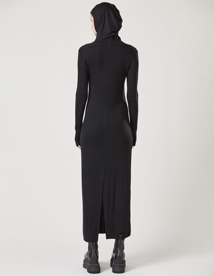 THOM KROM STRETCH VISCOSE RIBBED HOODED DRESS