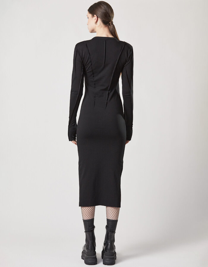 THOM KROM COTTON MODAL LONGSLEEVE DRESS WITH PIPING