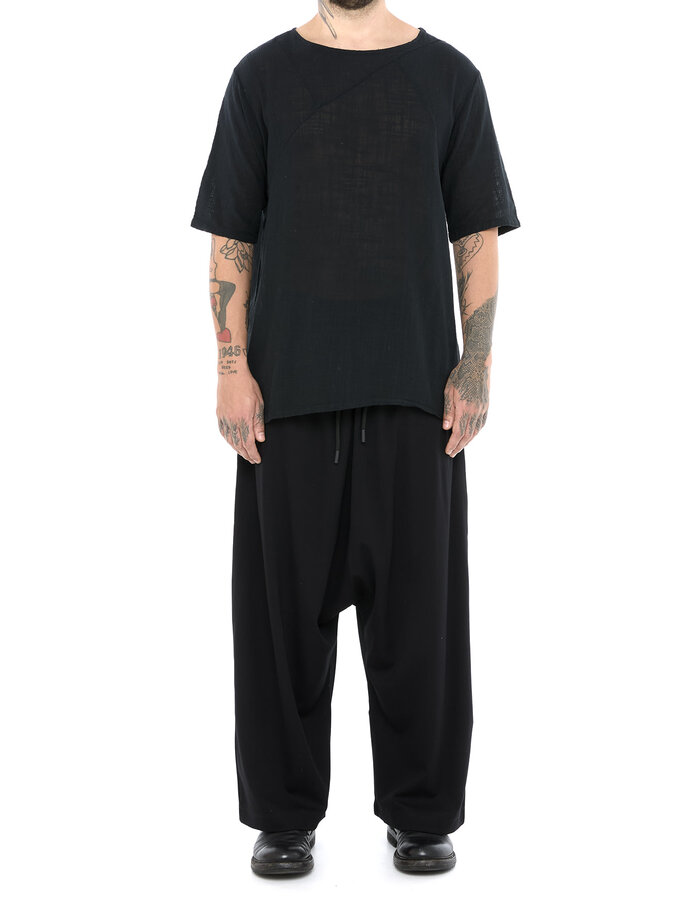 LA HAINE INSIDE US TEXTURED COTTON GAUZE RELAXED T-SHIRT - BLACK