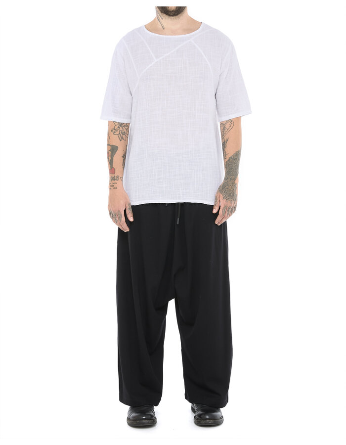 LA HAINE INSIDE US TEXTURED COTTON GAUZE RELAXED T-SHIRT - WHITE