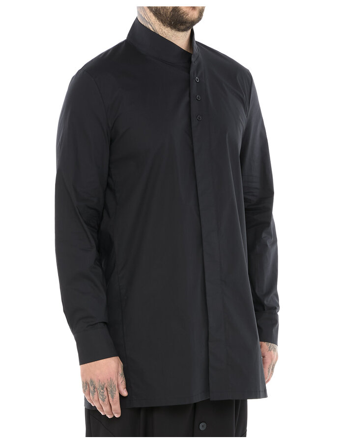 LA HAINE INSIDE US POPLIN COTTON SHIRT WITH ASYMMETRIC NECK - BLACK