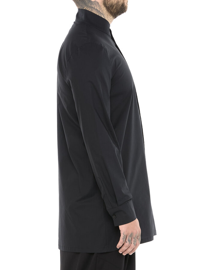 LA HAINE INSIDE US POPLIN COTTON SHIRT WITH ASYMMETRIC NECK - BLACK