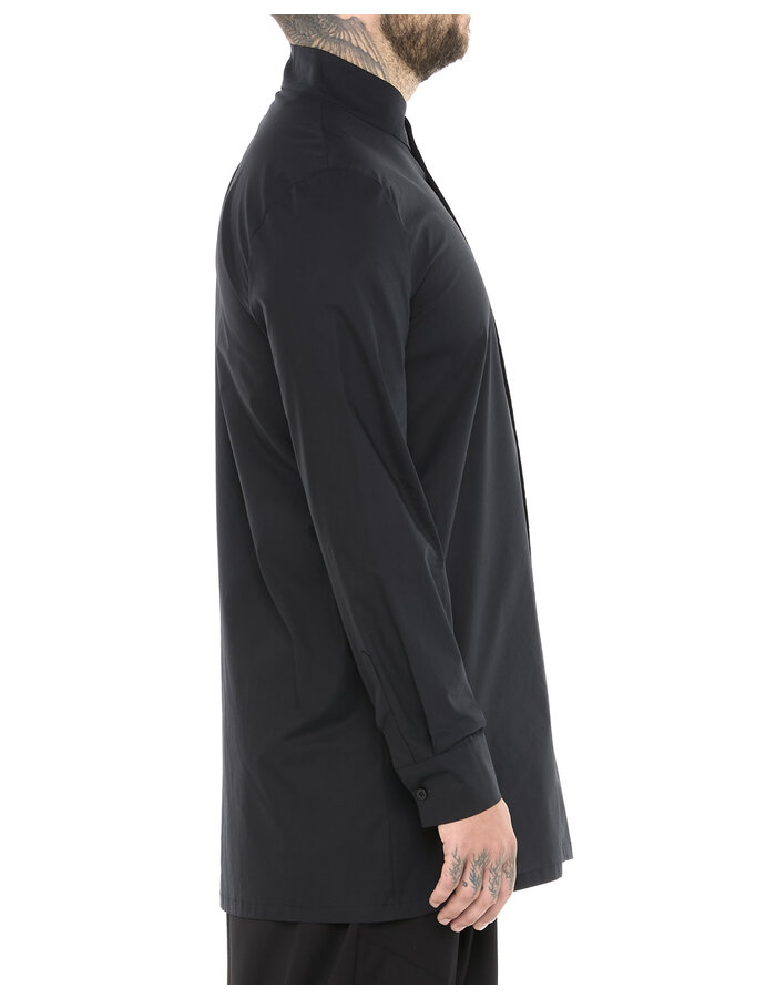 LA HAINE INSIDE US POPLIN COTTON SHIRT WITH ASYMMETRIC NECK - BLACK