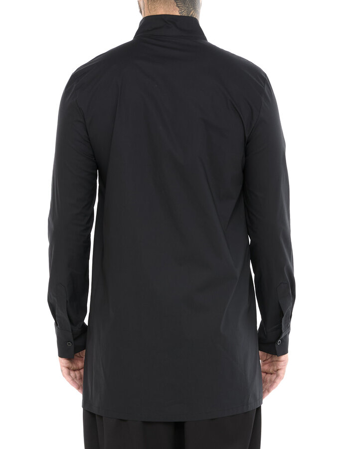 LA HAINE INSIDE US POPLIN COTTON SHIRT WITH ASYMMETRIC NECK - BLACK