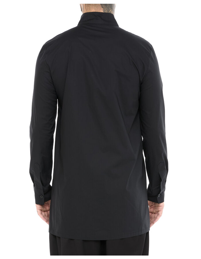 LA HAINE INSIDE US POPLIN COTTON SHIRT WITH ASYMMETRIC NECK - BLACK