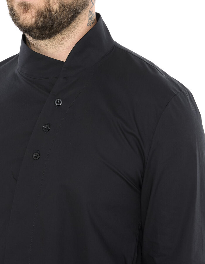 LA HAINE INSIDE US POPLIN COTTON SHIRT WITH ASYMMETRIC NECK - BLACK