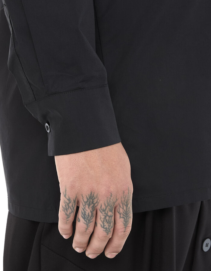 LA HAINE INSIDE US POPLIN COTTON SHIRT WITH ASYMMETRIC NECK - BLACK