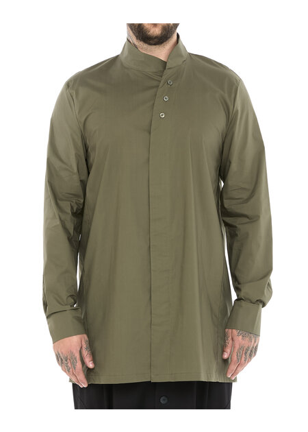 LA HAINE INSIDE US POPLIN COTTON SHIRT WITH ASYMMETRIC NECK - GREEN
