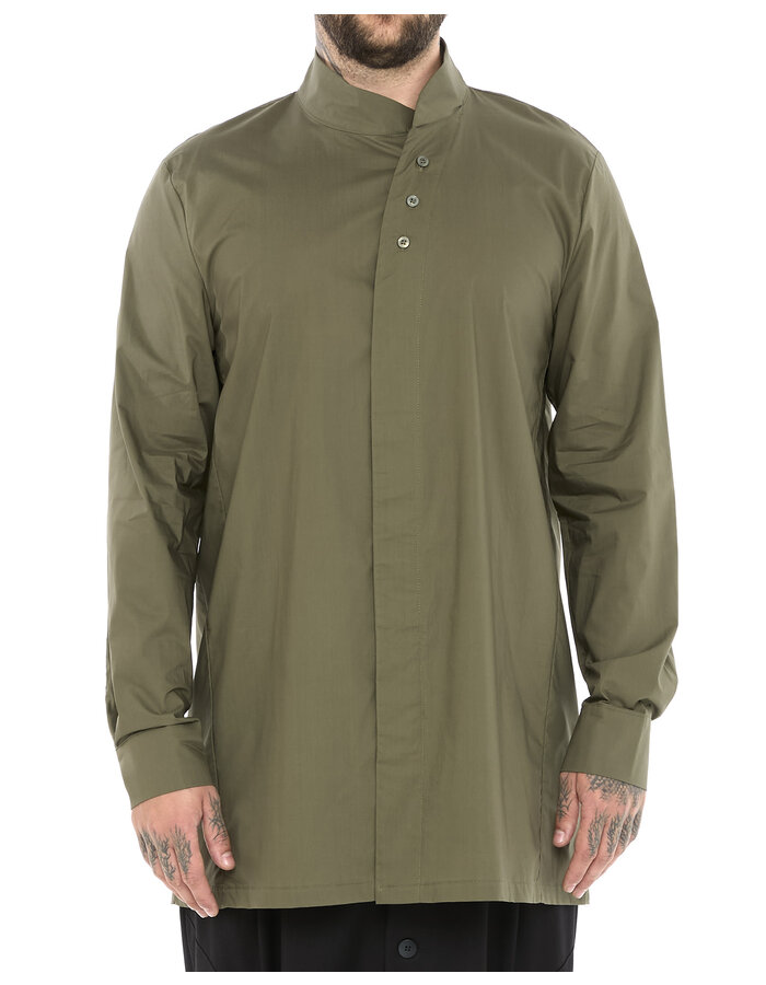 LA HAINE INSIDE US POPLIN COTTON SHIRT WITH ASYMMETRIC NECK - GREEN