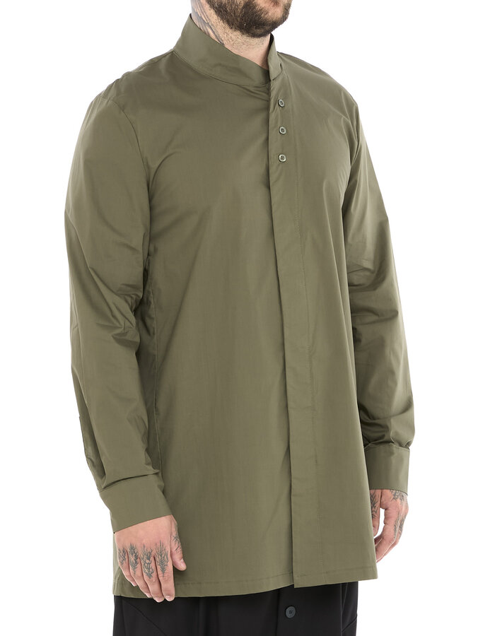 LA HAINE INSIDE US POPLIN COTTON SHIRT WITH ASYMMETRIC NECK - GREEN