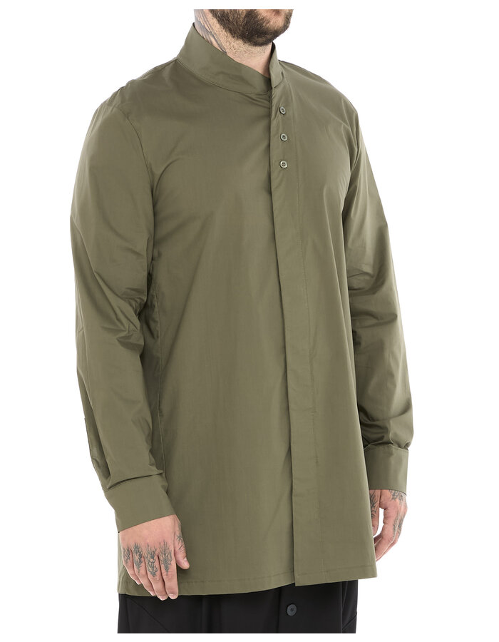 LA HAINE INSIDE US POPLIN COTTON SHIRT WITH ASYMMETRIC NECK - GREEN
