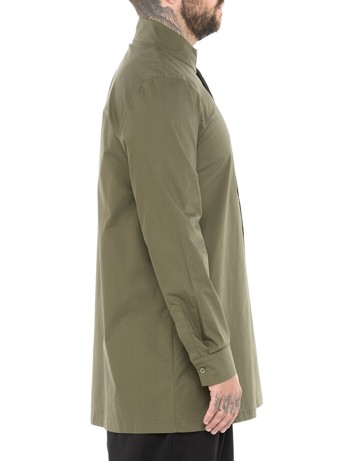 LA HAINE INSIDE US POPLIN COTTON SHIRT WITH ASYMMETRIC NECK - GREEN
