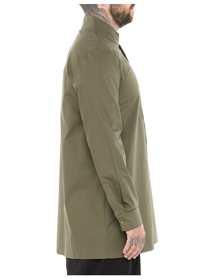 LA HAINE INSIDE US POPLIN COTTON SHIRT WITH ASYMMETRIC NECK - GREEN