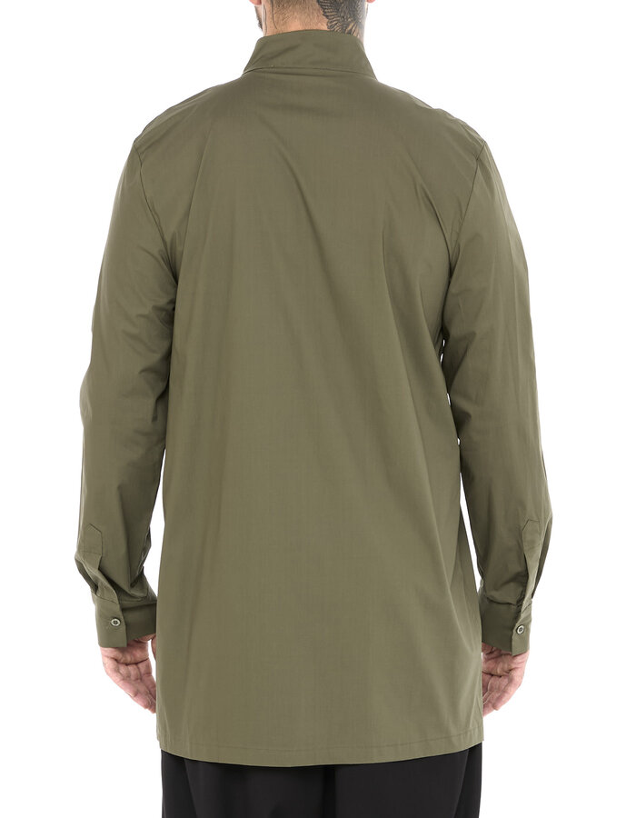 LA HAINE INSIDE US POPLIN COTTON SHIRT WITH ASYMMETRIC NECK - GREEN