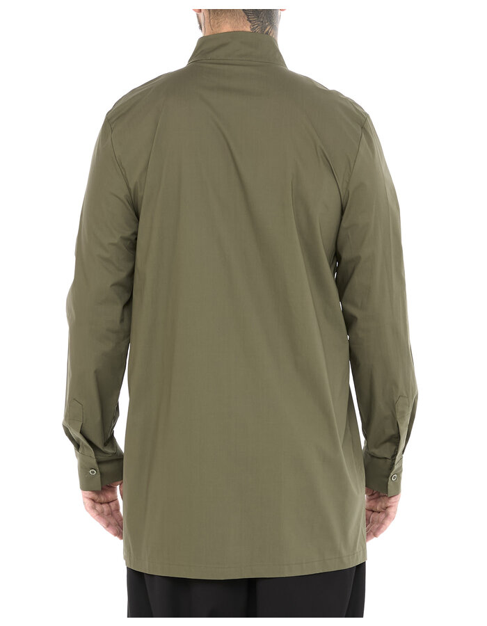 LA HAINE INSIDE US POPLIN COTTON SHIRT WITH ASYMMETRIC NECK - GREEN