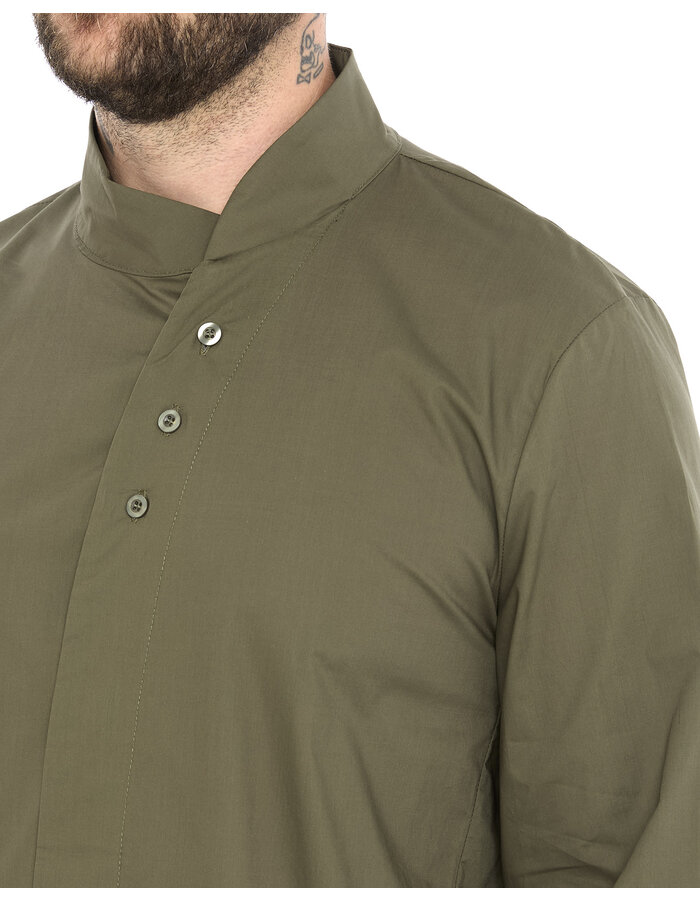 LA HAINE INSIDE US POPLIN COTTON SHIRT WITH ASYMMETRIC NECK - GREEN