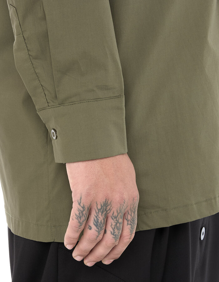 LA HAINE INSIDE US POPLIN COTTON SHIRT WITH ASYMMETRIC NECK - GREEN