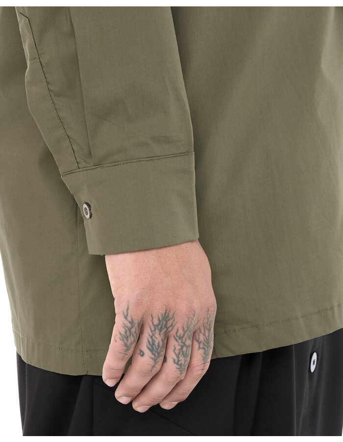 LA HAINE INSIDE US POPLIN COTTON SHIRT WITH ASYMMETRIC NECK - GREEN