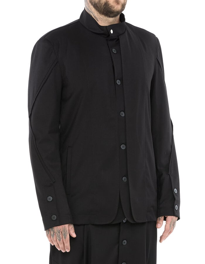 LA HAINE INSIDE US LAYERED BUTTON UP MANDARIN JACKET