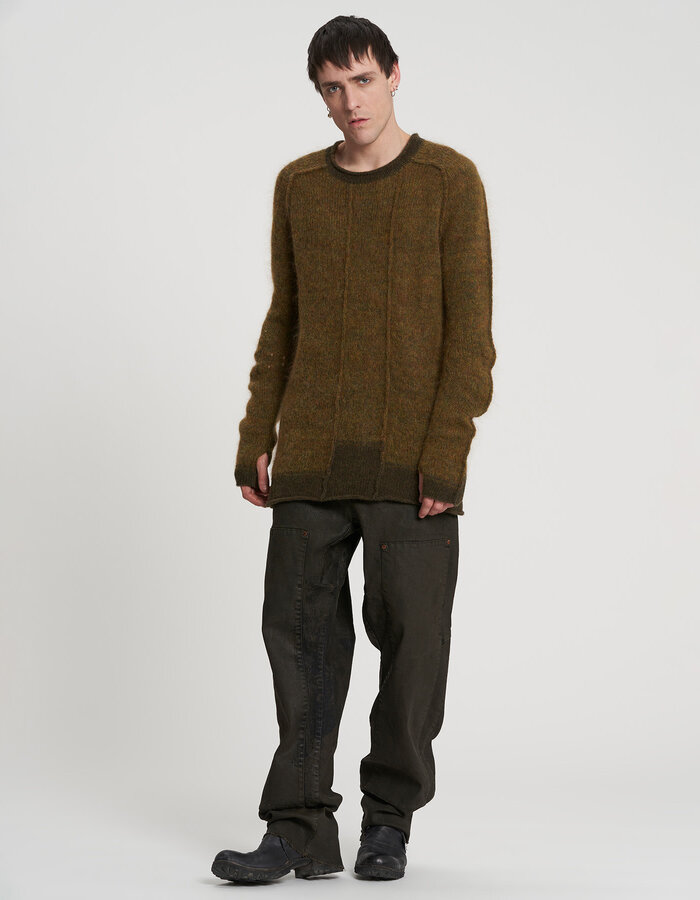 MASNADA SEAMED MIX MOHAIR KNIT CREW NECK