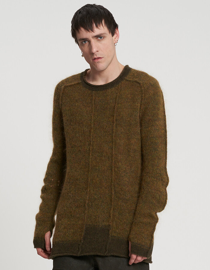 MASNADA SEAMED MIX MOHAIR KNIT CREW NECK