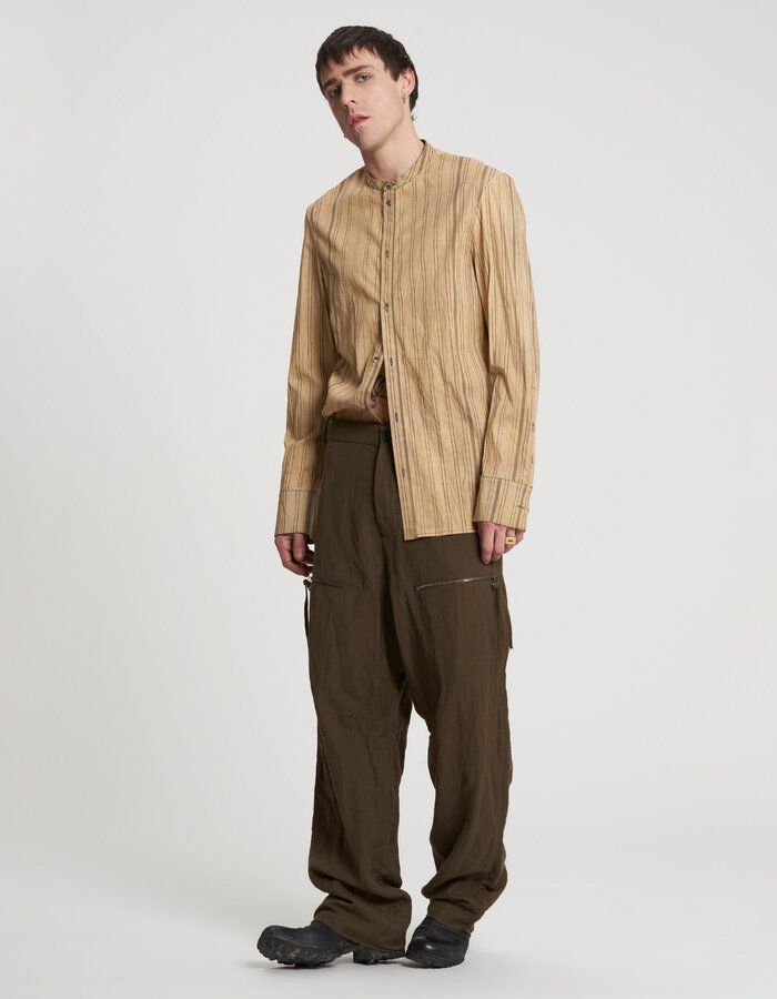MASNADA COLLARLESS OVERDYED SHIRT