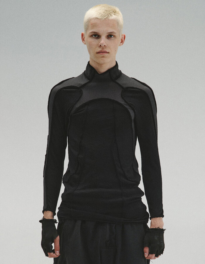 HAMCUS LPU / UNION STANDARD FRAYED-EDGE BODYSUIT - BLACK