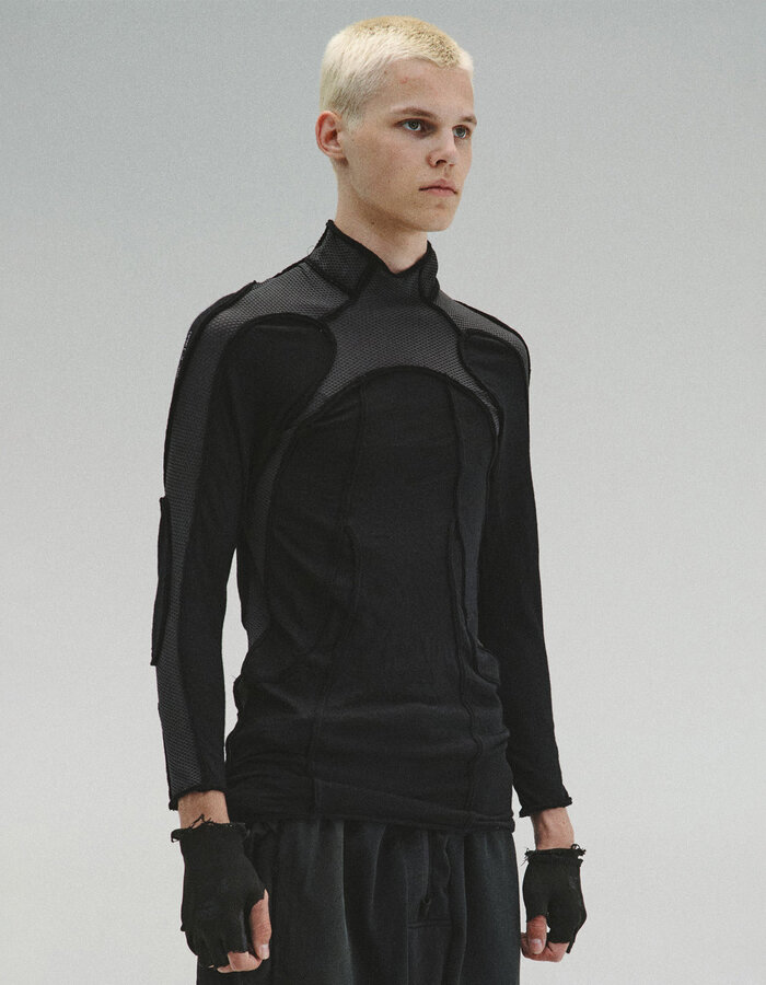 HAMCUS LPU / UNION STANDARD FRAYED-EDGE BODYSUIT - BLACK