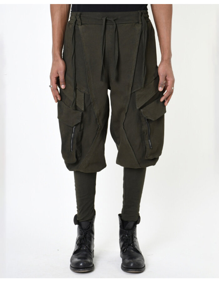 LA HAINE INSIDE US RIB LEG STRETCH COTTON CARGO JOGGER - GREEN