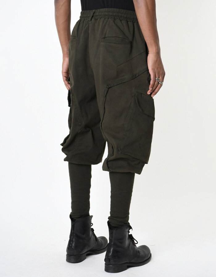 LA HAINE INSIDE US RIB LEG STRETCH COTTON CARGO JOGGER - GREEN