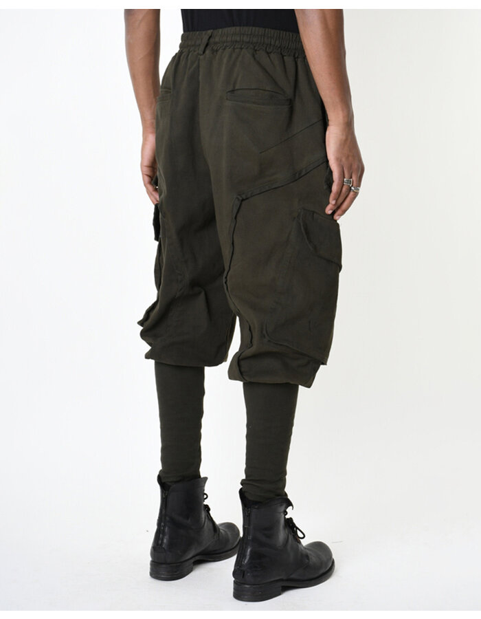 LA HAINE INSIDE US RIB LEG STRETCH COTTON CARGO JOGGER - GREEN