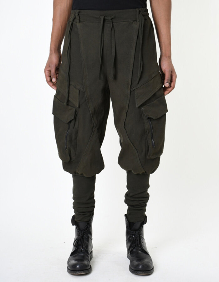 LA HAINE INSIDE US RIB LEG STRETCH COTTON CARGO JOGGER - GREEN