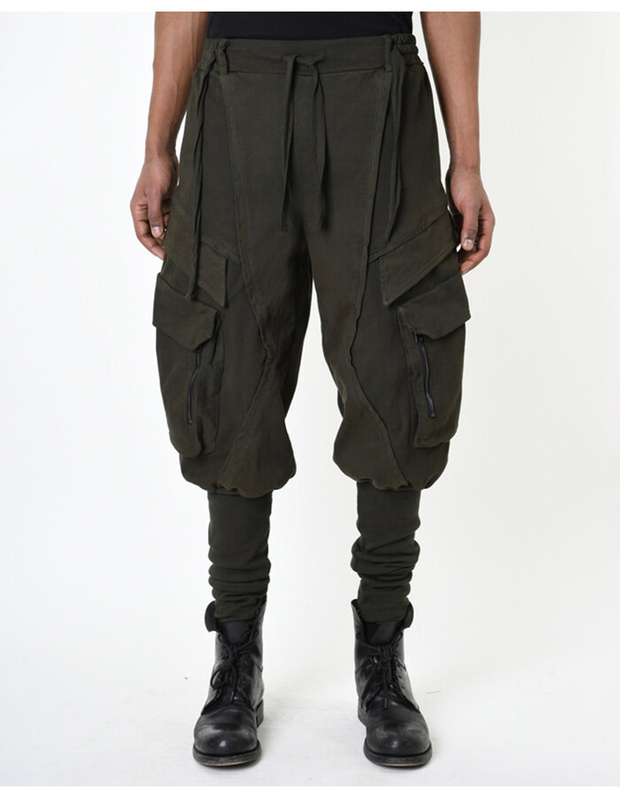 LA HAINE INSIDE US RIB LEG STRETCH COTTON CARGO JOGGER - GREEN