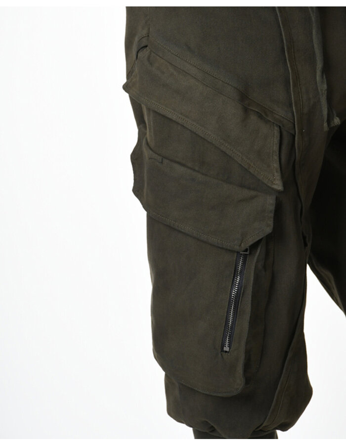 LA HAINE INSIDE US RIB LEG STRETCH COTTON CARGO JOGGER - GREEN
