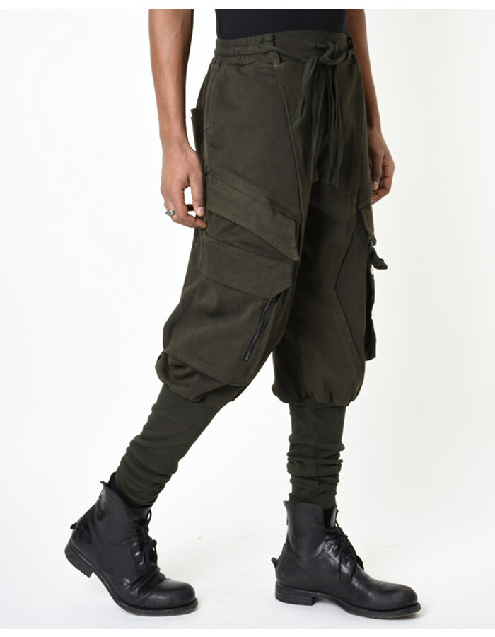 LA HAINE INSIDE US RIB LEG STRETCH COTTON CARGO JOGGER - GREEN