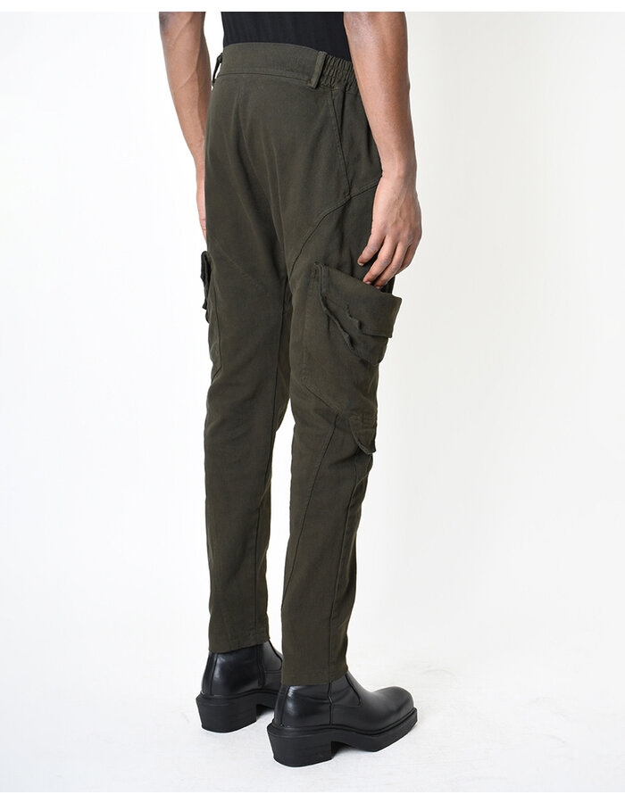LA HAINE INSIDE US STRETCH DENIM MULTI POCKET CARGO JEANS - GREEN