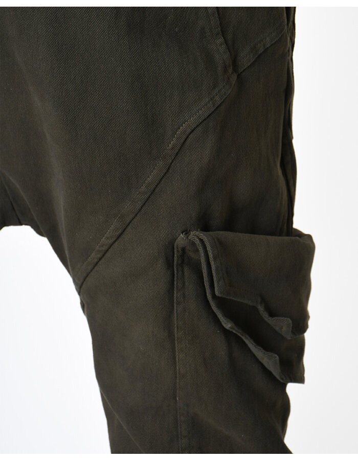 LA HAINE INSIDE US STRETCH DENIM MULTI POCKET CARGO JEANS - GREEN