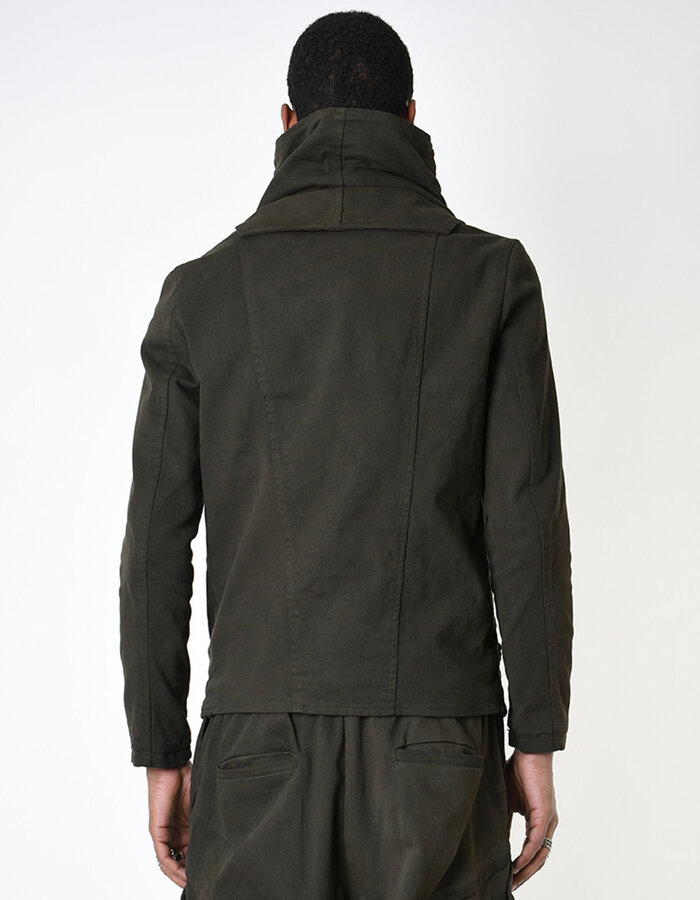 LA HAINE INSIDE US STRETCH COTTON HIGH NECK DETACHABLE JACKET - GREEN