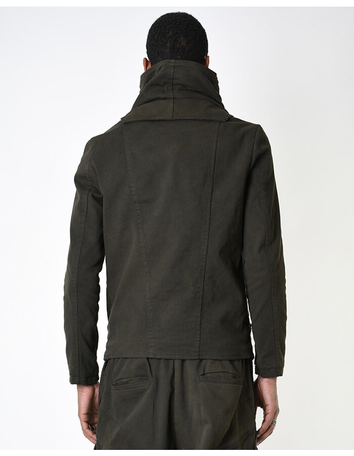 LA HAINE INSIDE US STRETCH COTTON HIGH NECK DETACHABLE JACKET - GREEN