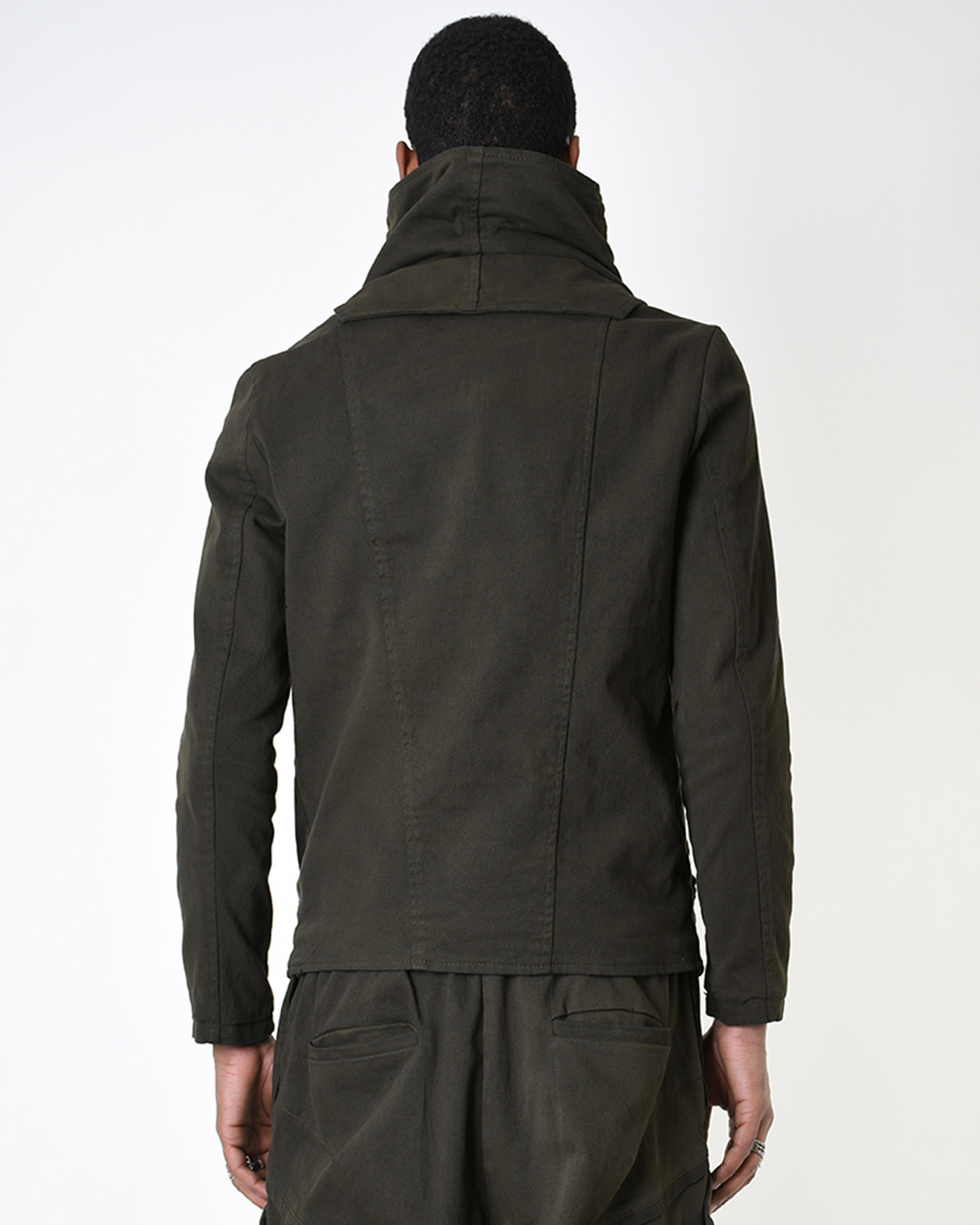 STRETCH COTTON HIGH NECK DETACHABLE JACKET - GREEN - Shop STRETCH COTTON HIGH NECK DETACHABLE JACKET - GREEN - Shop