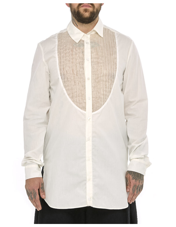 SANDRINE PHILIPPE PLEATED FRONT DRESS SHIRT - DIRTY WHITE