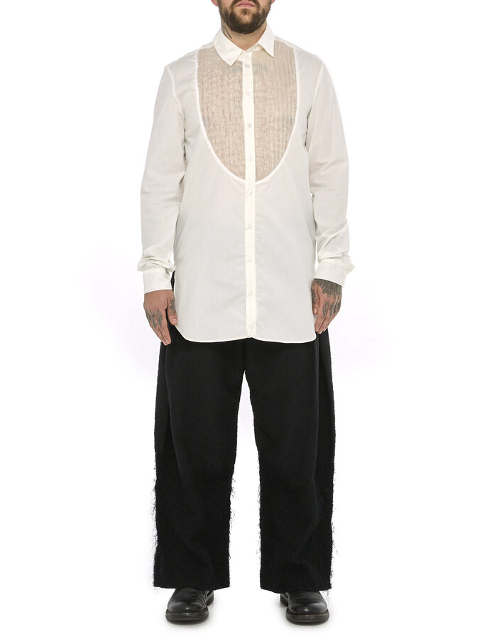 SANDRINE PHILIPPE PLEATED FRONT DRESS SHIRT - DIRTY WHITE