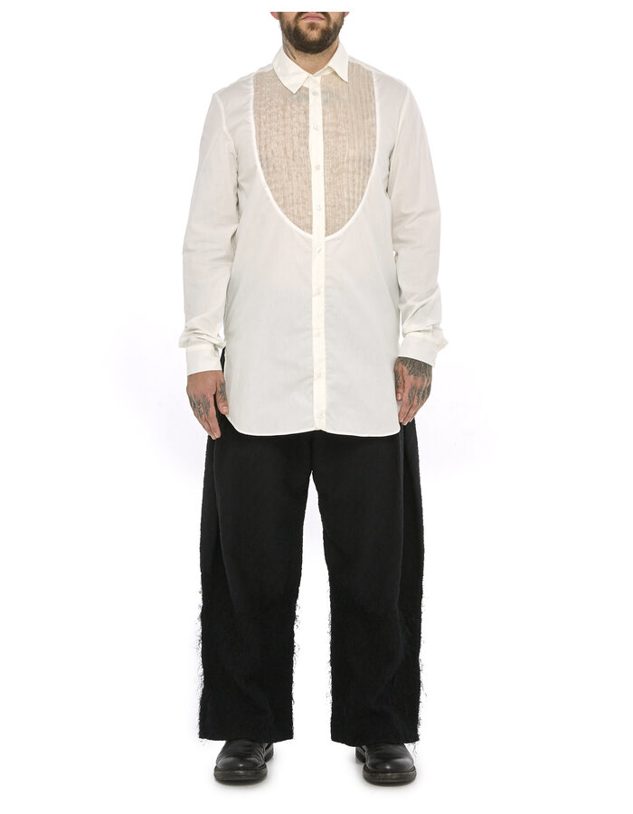 SANDRINE PHILIPPE PLEATED FRONT DRESS SHIRT - DIRTY WHITE